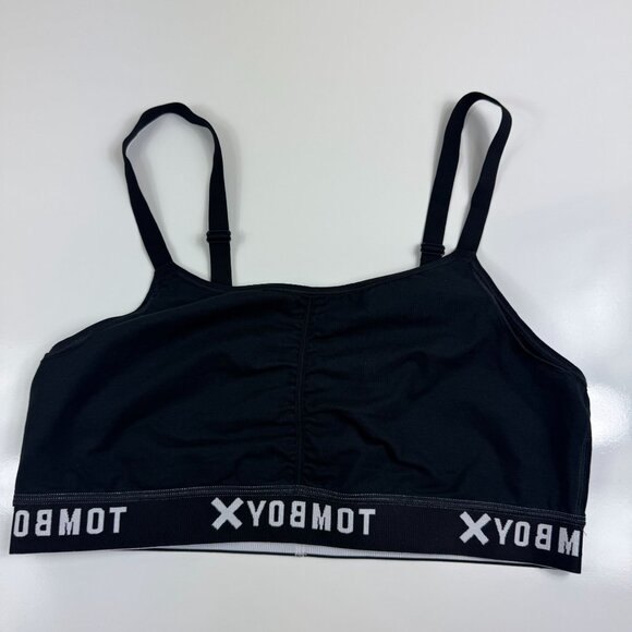 TomboyX Scoop Neck Unlined Bralette XL Black Logo Adjustable Convertible Straps - Picture 7 of 7